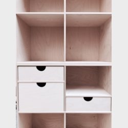 Stor skuffe med udskring - ubehandlet birk